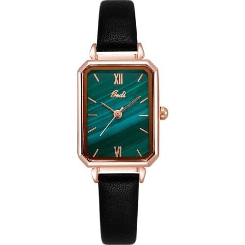 Vintage Style Ladies Watch Brand Women Watches Fashion Square Ladies Quartz Watch Bracelet Set Green Dial Simple Rose Gold Mesh