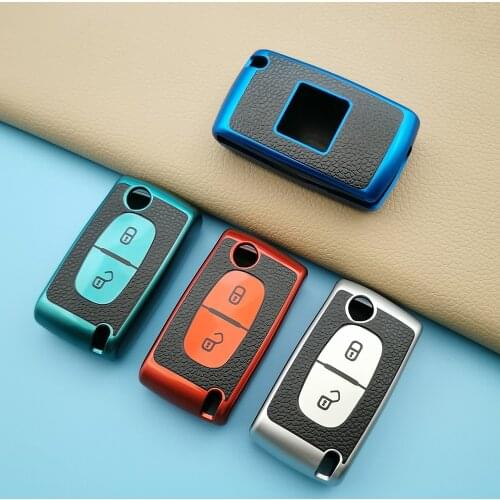 TPU Remote Key Case Cover For Peugeot 207 307 308 407 607 807 For Citroen C2 C3 C4 C5 C6 Flip Foldable Car Key Shield 2 Buttons