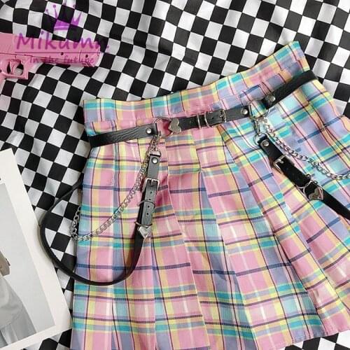 Harajuku Punk Style Girls Love Heart Balck Chain Belt Adjustable Women Belt Streetwear