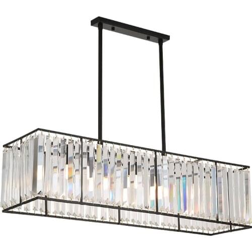 Crystal chandelier American rectangular crystal simple modern bar Nordic restaurant lamp creative hanging lamp pendant light
