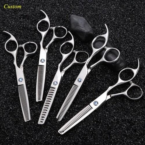 Custom japanese 6 inch Curved hair scissors salon cutting barber makas haircut 15-60% thinning rate shears hairdressing scissors