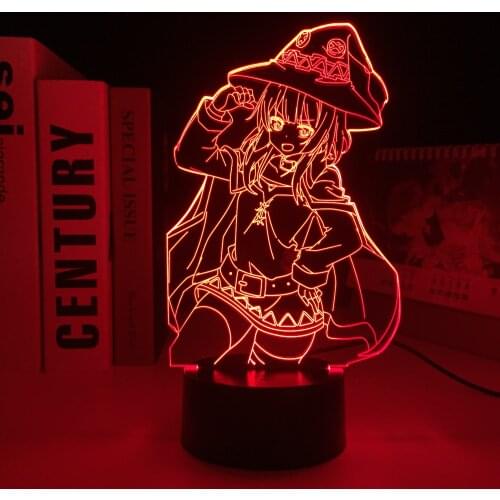 KonoSuba Anime Megumin LED Night Light for Brithday Gift Bedroom Decor Light Manga KonoSuba Room 3D Table Lamp Acrylic Dropship