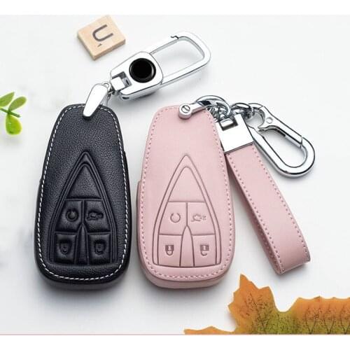Leather Car Key Case Cover Shell Protect for Changan CS35PLUS CS55PLUS CS75PLUS 2019-2020 Accessories Auto Key Ring