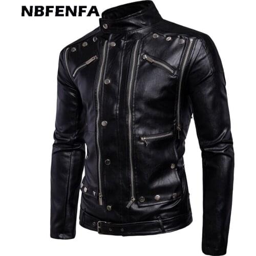 Men PU Leather Jacket Male Coat Sport Biker Motorcycle Outwear Slim Fit Vintage Windbreaker Spring Autumn Outdoor Coats LX142