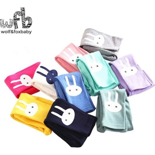 Retail 2-10 Baby Girl thin Cartoon Soft Rabbit Print Cute Bunny Candy Colored Cotton Leggings Pants Spring Fall