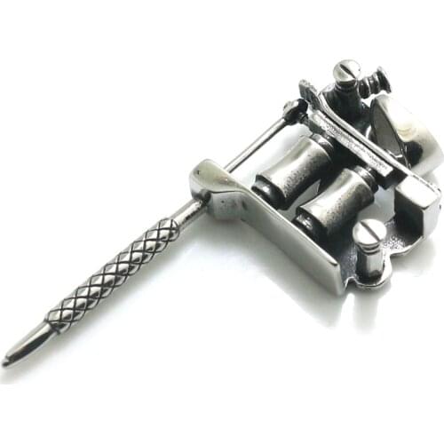 Mens 316L Stainless Steel Cool Punk Gothic Tattoo Gun Pendant Gift