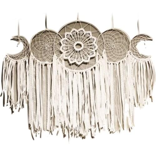 AO44 5 Pack White Dream Catcher Boho Room Decoration Nursery Decor Wedding Decoration Valentines Day Gift Wall Hanging Decor