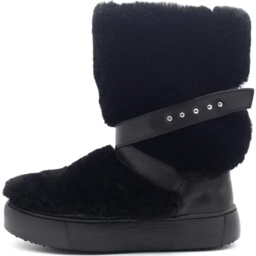 New winter men mid-calf boots black genuine leather round toe men shoes snow boots fashion mens boots