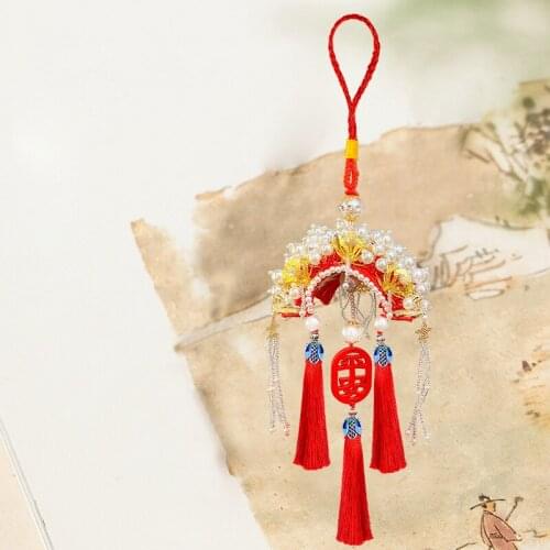 New style phoenix crown yuan hat tassel safe charm pendant handmade crochet material finished product