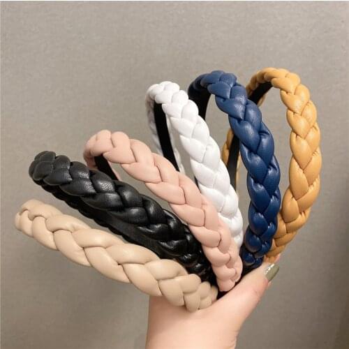 New Fashion PU Hairband Women Braid Headband Bezel Hair Hoop Turban Headwear Korean Twist Elegant Hair Accessories