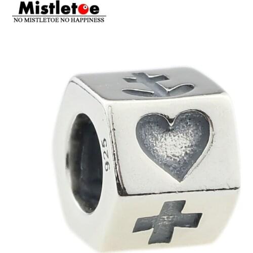 Authentic 925 Sterling Faith, Hope & Charity Trinity Charm Bead Fit European Bracelet Women Jewelry