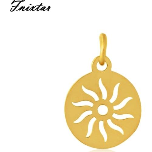 Fnixtar Stainless Steel Hollow Sun Charm Fits Necklace Bracelet DIY Pendant Jewelry Making Gold Color Metal Charm 10pcs/lot
