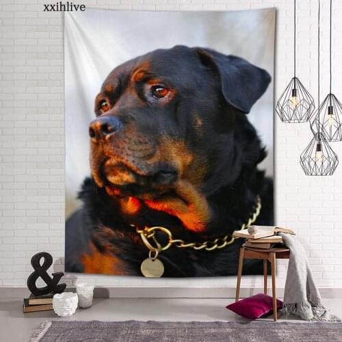 Customized Rottweiler Hanging Fabric Background Wall Covering Home Decoration Blanket Tapestry Bedroom,Living Room Wall Decor