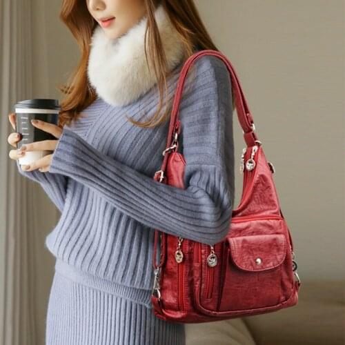 Casual Shoulder Bag Brand Designer Casual Travel Handbag Womens Retro Waterproof Pu Leather Messenger Bag Large Capacity