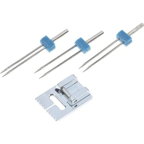1Set Grooves Pintuck Presser Foot + 3 Sizes Double Twin Needles Pin For Brother Sewing Machine Parts For Househeld Tools