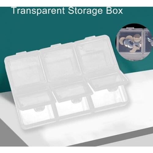 1Pcs Transparent Storage Box 6 Grids Multipurpose Adjustable Jewelry Beads Nail Art Tip Storage Case for Manicure Ornament