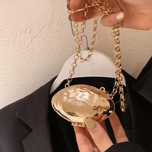 Silver Shell Bag Mini Lipstick Bag Crystal Chain Messenger Women Handbags 2021 New Fashion Summer Crossbody Bag