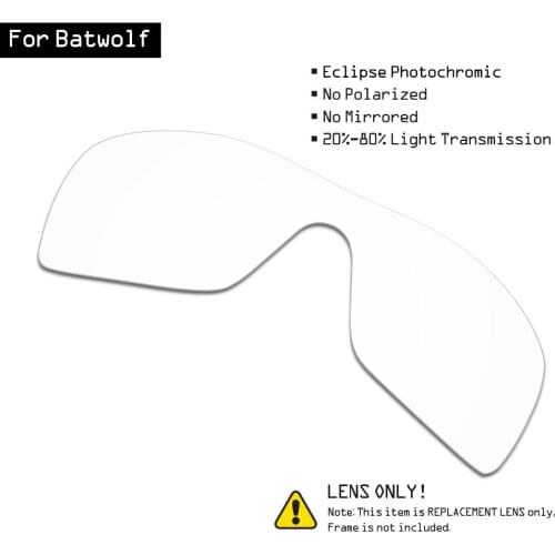 SmartVLT Sunglasses Replacement Lenses for Oakley Batwolf - Eclipse Grey Photochromic