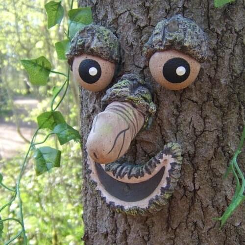 Bark Ghost Face Facial Features Decoration Easter Old Man Tree Hugger Tree Face