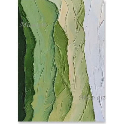 Green Thick Acrylic Abstract Textured 3D Oil Painting Wall Decoration No Frame Canvas Picture Art Hot Selling Panel For Bedroom