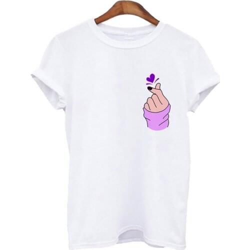 2021 Summer Harajuku Graphic Woman T-shirt Finger Heart Graphic T-shirt Short Sleeve Top Female