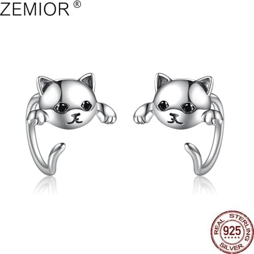 ZEMIOR Cat Tail Clip Earrings For Women 925 Sterling Silver Minimalist Animal Cute Earring Female Fine Jewelry Fit Festival Gift
