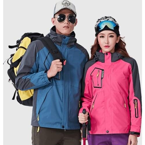 Women Winter 3 in 1 Outdoor Jackets Hooded Warm Waterproof Windproof Outdoor sport Camping Hiking Climbing female fleece Jacket
