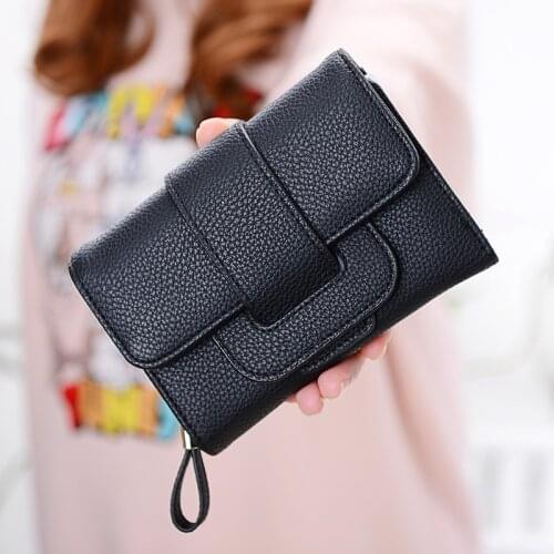 Women PU Leather Short Wallet Female Three Fold Wallets Credit Cards Holder Small Hasp Money Bag Zipper Coin Purse For Girls