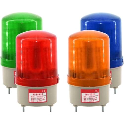 1Pcs N-1101/N-1101J 220V-24V General LED Rotating Sound Beacon Warning Light Lamp Spiral Fixed Alarm For Industrial LTE-1101