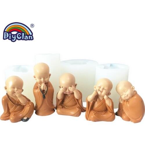 3D Buddhist Monk Silicone Mold DIY Handmade Novice Monk Shape Plaster Clay Candle Making Mould Buddha Statu Crafts Decoration