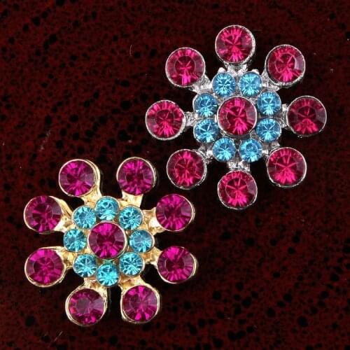 50pcs 21mm Styles Cute Trendy Handmade Rhinestone colorful Button Clear Crystal Flatback Wedding Buttons DIY Free Shipping