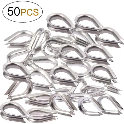50 Pieces/ Set 1/16 Inch-1 / 8 Inch 304 Stainless Steel Collar M3 Anti-corrosion Collar Chicken Heart Ring Wire Rope Collar