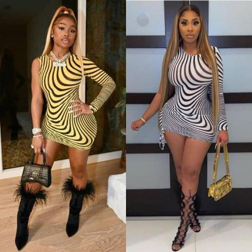 Adogirl 2021 Spring zebra print one shoulder sheer mesh dress