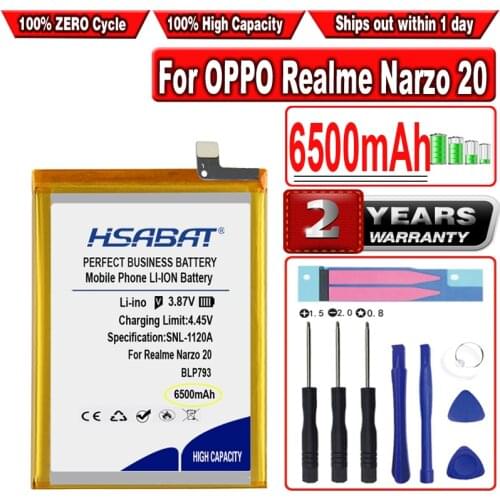 HSABAT 6500mAh BLP793 C11 C12 C15 Battery for OPPO Realme Narzo 20