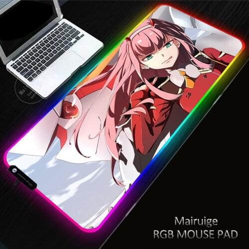Anime Zero Two Mouse Pad Computer RGB Gaming XXL Genshin Impact Mousepad Large Rubber No-slip MouseMat PC Laptop Keyboard Carpet