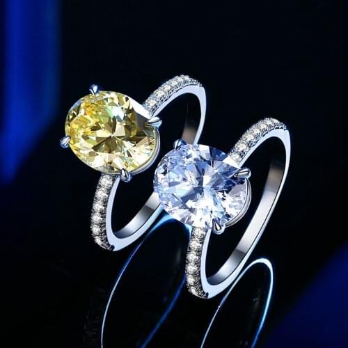 BOEYCJR S925 Silver 7A Zircon Oval cut 5ct 9*11mm Fine Jewelry Elegant Diamond Rings for Women Engagement Gift anillo