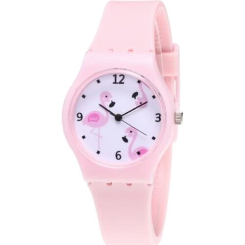 New Silicone Candy Color Student Watch Girls Clock Fashion Flamingo Watches Children Wristwatch Cartoon Kids Quartz Watch