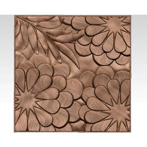 Flower panel 3d model relief for cnc carving engraving 3D printers in STL file format