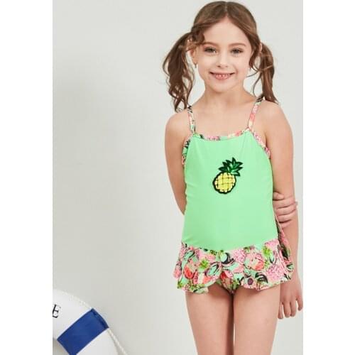 2019 New Baby Girl Swimsuit Children One Piece Swimwear Pretty Pineapple Dress Green Bathing Suit Girl Age 3-8 Years
