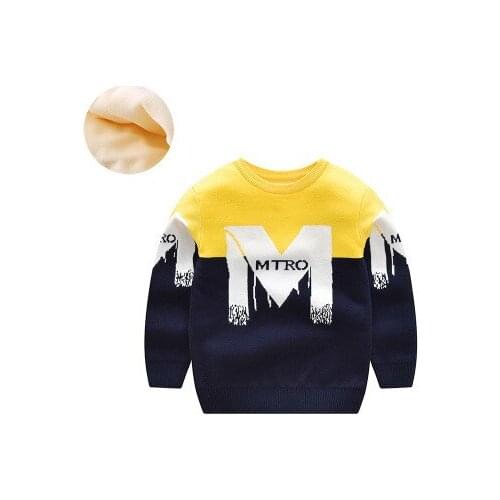 Childrens Cartoon Sweater Baby Girls Three Layer Fleece Thickened O Neck Base Sweater Kids Boy Mercerized Cotton Clothes 3-7 Y