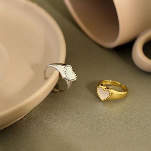 Elegant Love Heart Shaped Rings for Women Heart Shell Couple Ring Party Wedding Jewelry Fashion Ring Girlfriend Birthday Gift