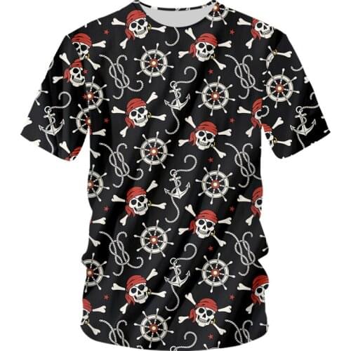 IFPD EU Size Summer Women/mens 3d Printed Pirate Skull T Shirt Unisex Short Sleeve Shirts Round Neck Casual Plus Size T-shirt