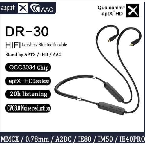 Bluetooth Upgrade Cable For Qualcomm QCC3034 Chip AptxHD For Shure mmcx SE215 0.78 2pin Ie80 A2DC IE40PRO HIFI Earphone ZSN PRO
