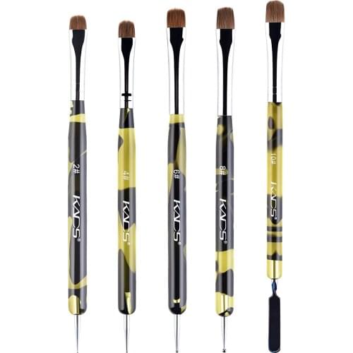 KADS 2 Way Kolinsky Brush Acrylic Professional French Manicure Brush Nail Art Brush Nail Dotting Pen Stirring Rod Stick 2-10