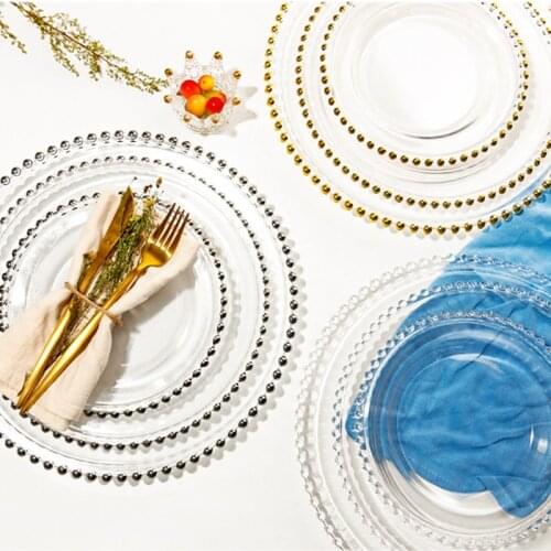 Creative Phnom Penh Crystal Glass Plate Western Dessert Tray Household Glass Life Fruit Salad Plate Set