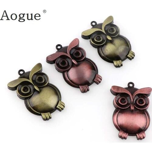 Fashion 3 Colors Jewelry Vintage Bronze Potter Owl Pendant Bird Charms Jewelry For Necklace or Key Chain