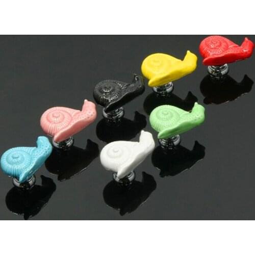 Cartoon Ceramic Cabinet Knobs Childrens Room Snail Shape Wardrobe Garden Door Handle Cabinet Handles Furniture Pulls for Kids