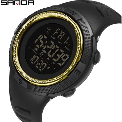 SANDA New Fashion Outdoor Sport Watch Men Multifunction Watches Alarm Clock Chrono 5Bar Waterproof Digital Watch reloj hombre