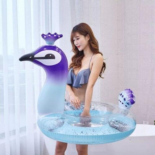 The New Peacock Swimming Ring Super Large Adult Summer Party Shiny Inflatable Seat Float Kids Gift Pool Toys Beach Party