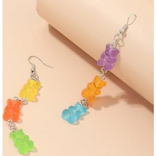 New Creative Candy Color Bear Imagination Long Earring Pendant Women Sweet Earrings Jewelry For Lady Oorbellen Accessories